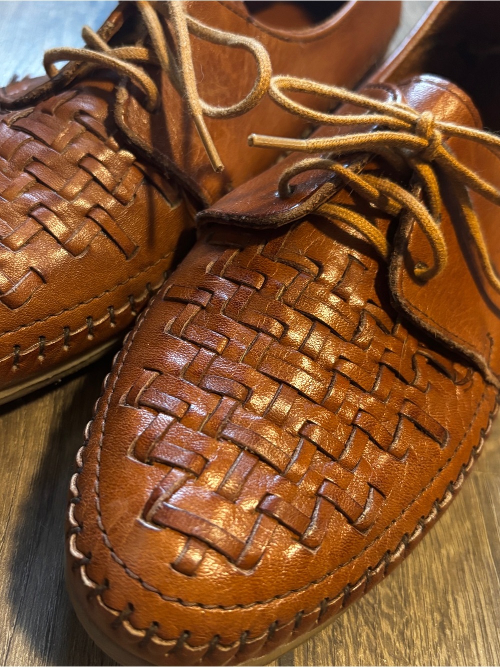 Dexter Brown Woven Leather Slip-On Loafers with Laces - Picture 2 of 9